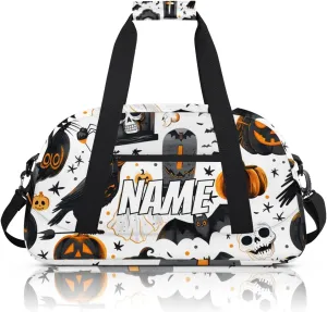 Personalized Custom Gym Bag for Women Men Carry on Halloween Theme Travel Duffel Tote Spooky Gothic Overnight Workout Weekender Bag