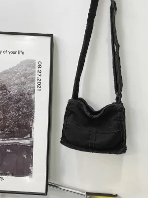 Pooyikoi Women Little Canvas Shoulder Bag Female Thick Cloth Small Messenger Bag Retro Vintage Crossbody Tote Bag