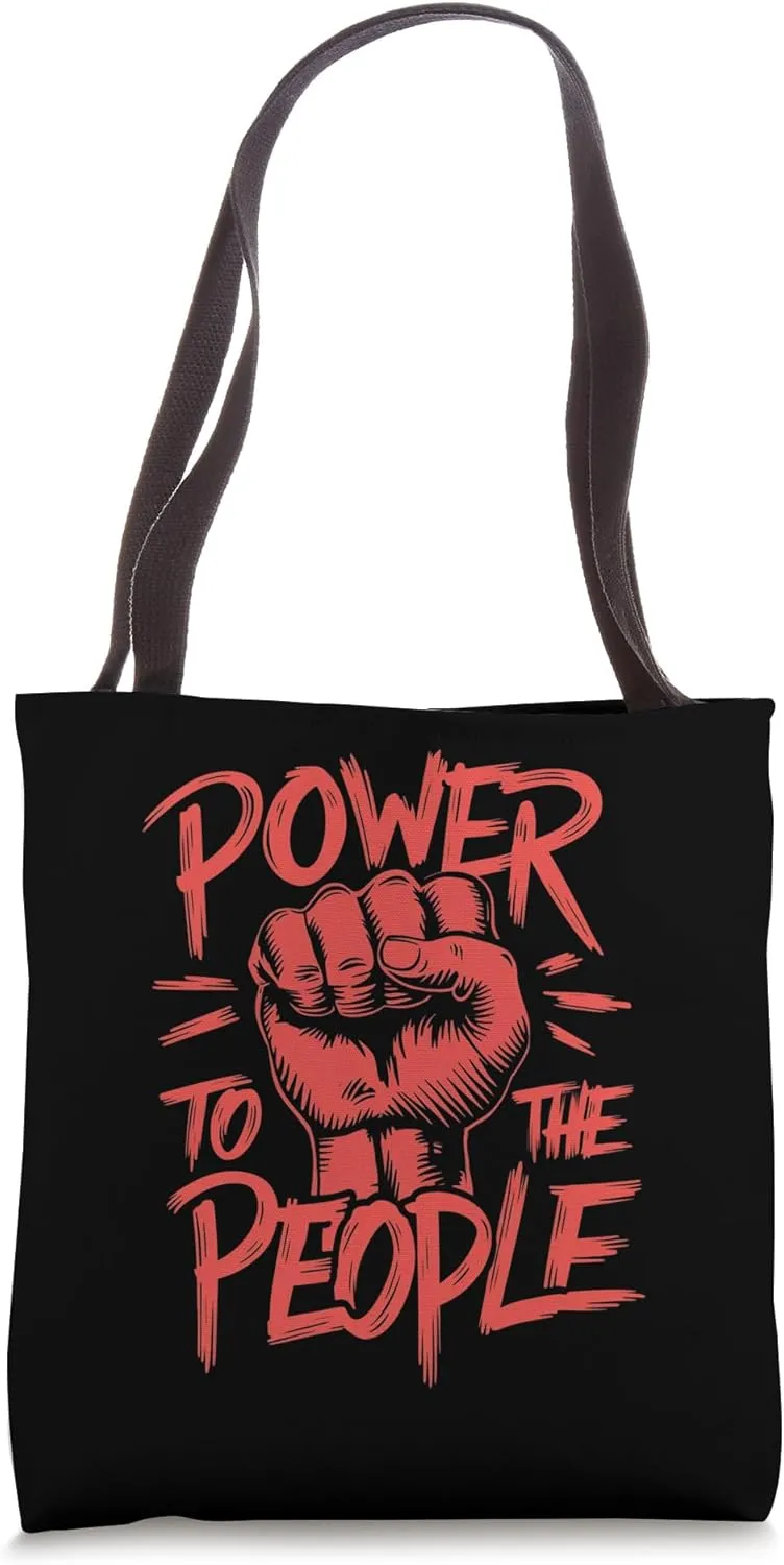 Power to the People Red Fist Bold Statement Tote Bag