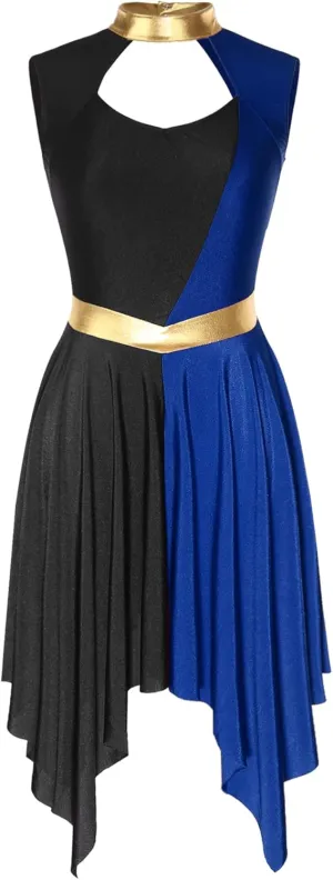 Praise Dance Tunic for Women Color Block Cutout Liturgical Worship Dance Costume Prom Party