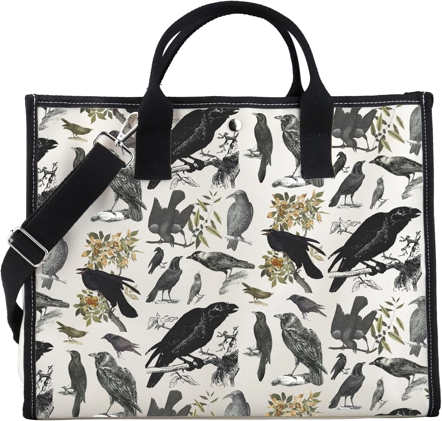 PWHAOO Black Bird and Raven Tote Bag - Wild Bird Watching Gift - Spooky Season Dark Academia Witchy Mama Gift