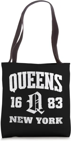 Queens New York 1683 Blackout Bold Borough Pride Tote Bag