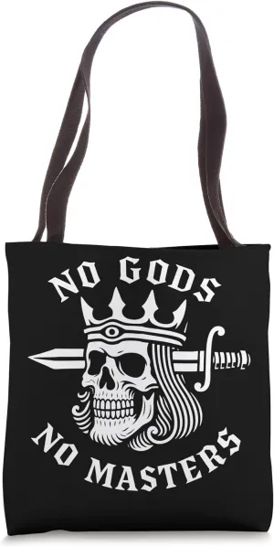 "No Gods No Masters" – Skull with Sword Punk Rock Design Tote Bag