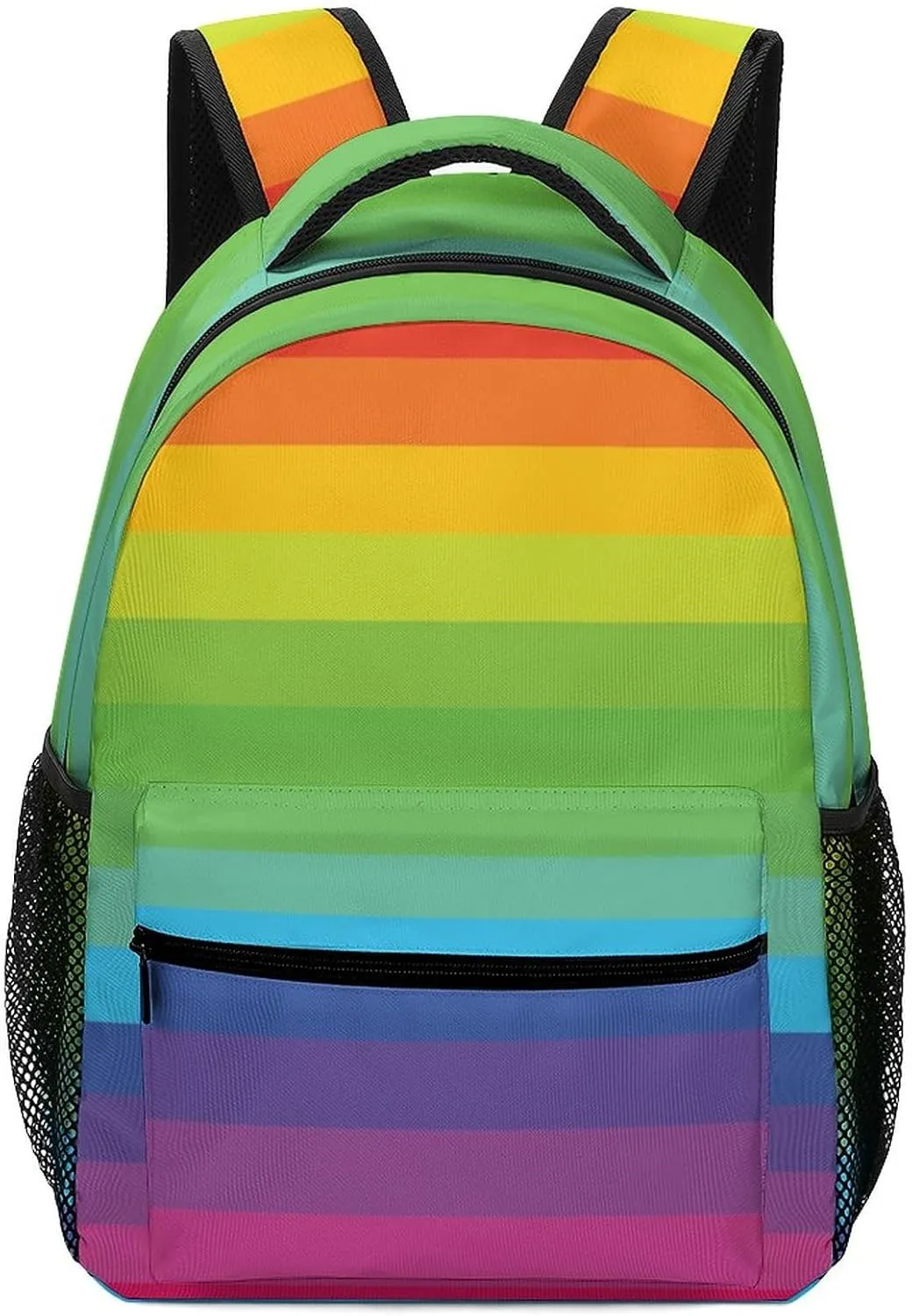 Rainbow Stripe Cartoon Backpack Colorful Large computer Bags with Chest Strap,Lightweight Casual Daypack for Women Men Hiking Travel Work and Business 16 Inch