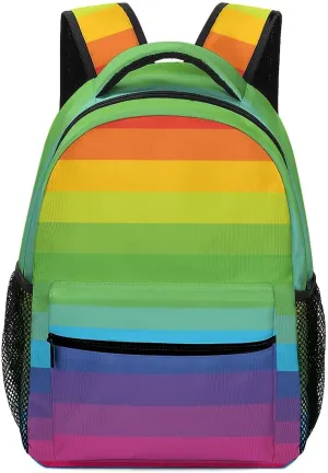 Rainbow Stripe Cartoon Backpack Colorful Large computer Bags with Chest Strap,Lightweight Casual Daypack for Women Men Hiking Travel Work and Business 16 Inch