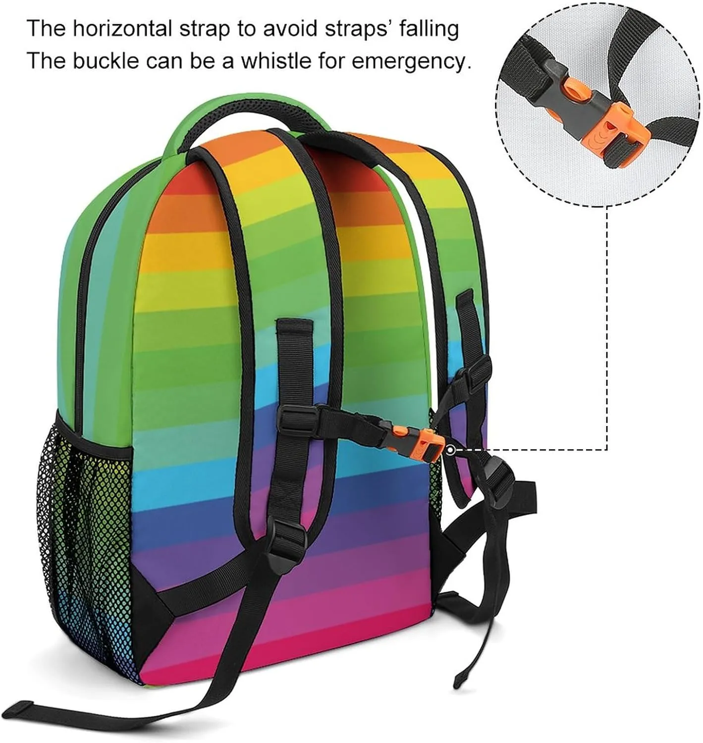 Rainbow Stripe Cartoon Backpack Colorful Large computer Bags with Chest Strap,Lightweight Casual Daypack for Women Men Hiking Travel Work and Business 16 Inch