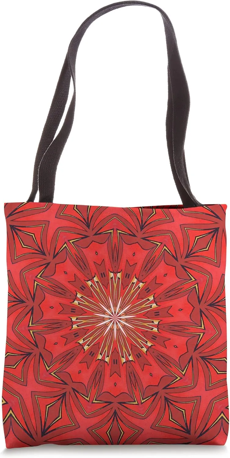 Red Bold Geometric Shapes Abstract Pattern Tote Bag