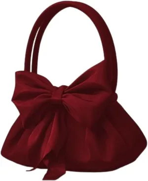 Red Bow Purse Hobo Bags Women Retro Crossbody Purse Soft Shoulder Bag Cute Satchels Tote Handbags Evening Purse 2024