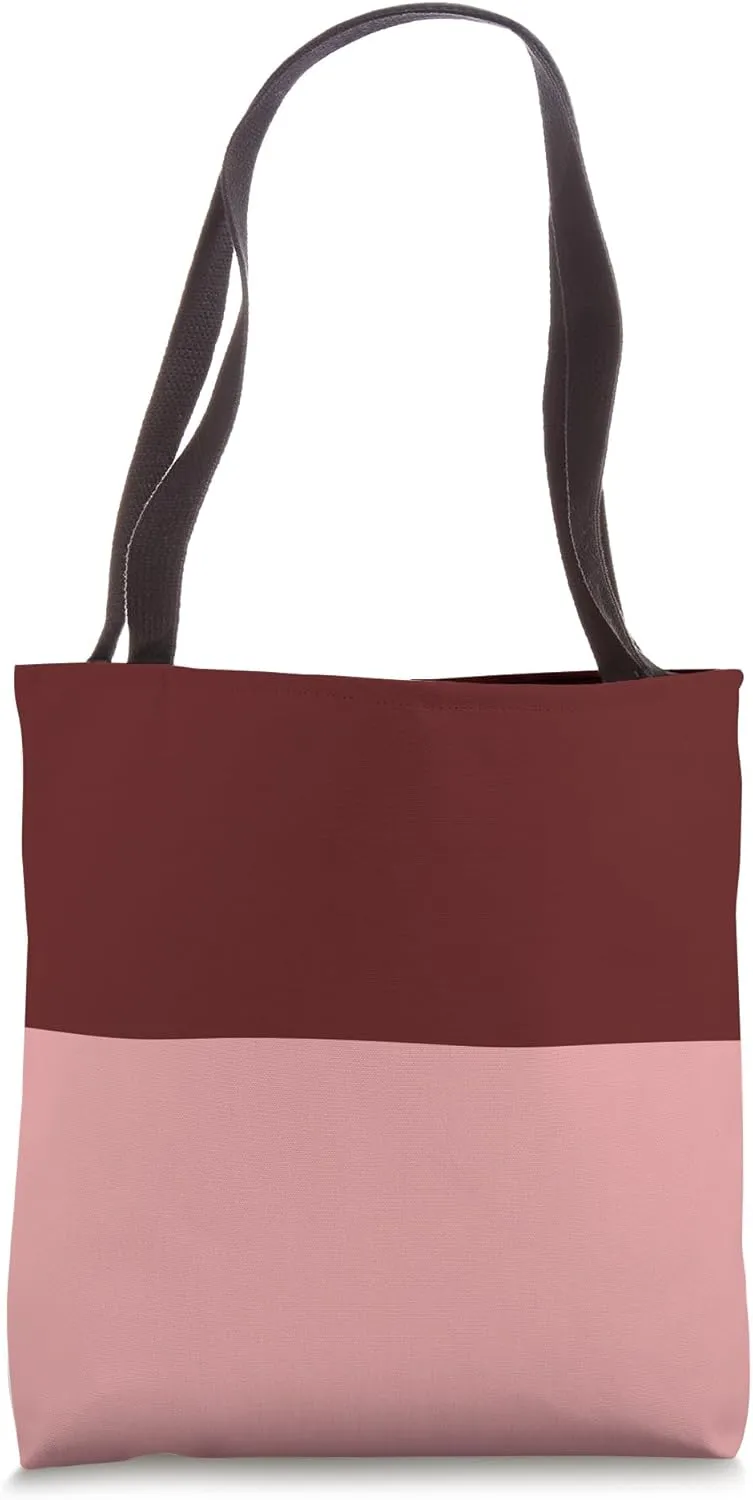 Red Burgundy Color Block Bicoloured Favorite Bold Stripe Tote Bag