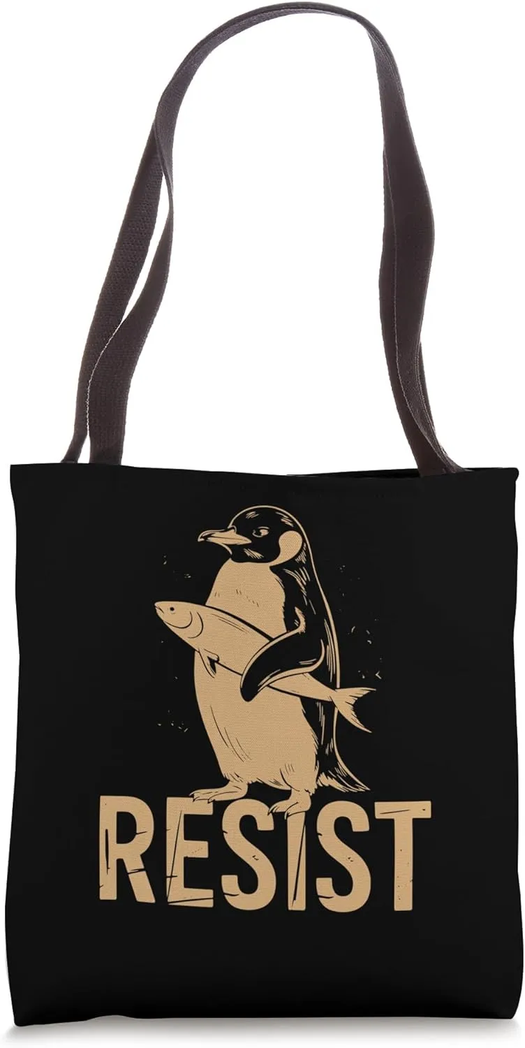 Resist Penguin Empowerment Bold Environmental Activism Tote Bag