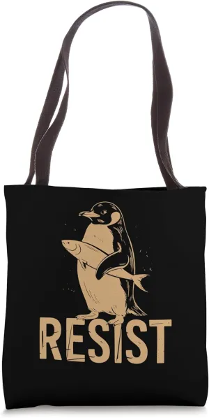 Resist Penguin Empowerment Bold Environmental Activism Tote Bag