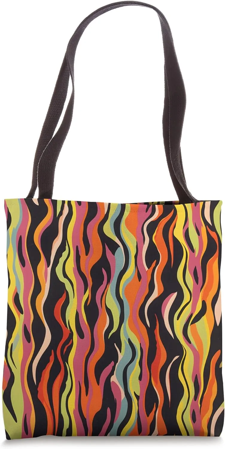 Retro 60s Wavy Bold Colorful Pattern Abstract Fun Tote Bag