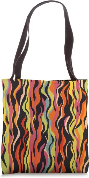 Retro 60s Wavy Bold Colorful Pattern Abstract Fun Tote Bag