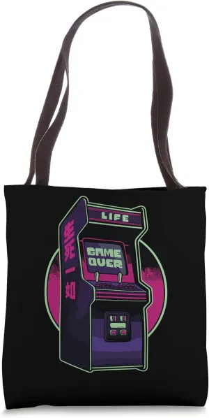 Retro Arcade Game, Arcade Game Machine Cabinet Video Gaming Tote Bag