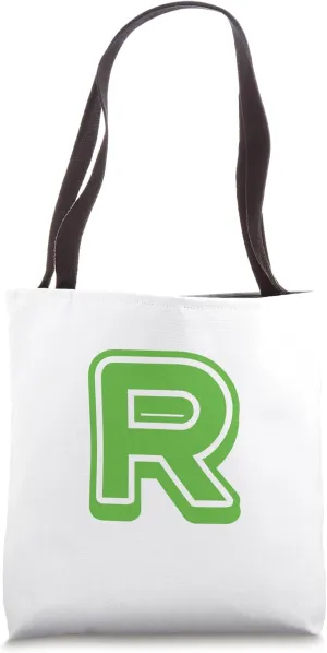 Retro Bold Letter GREEN - R - Outline Design - Alphabet Tote Bag