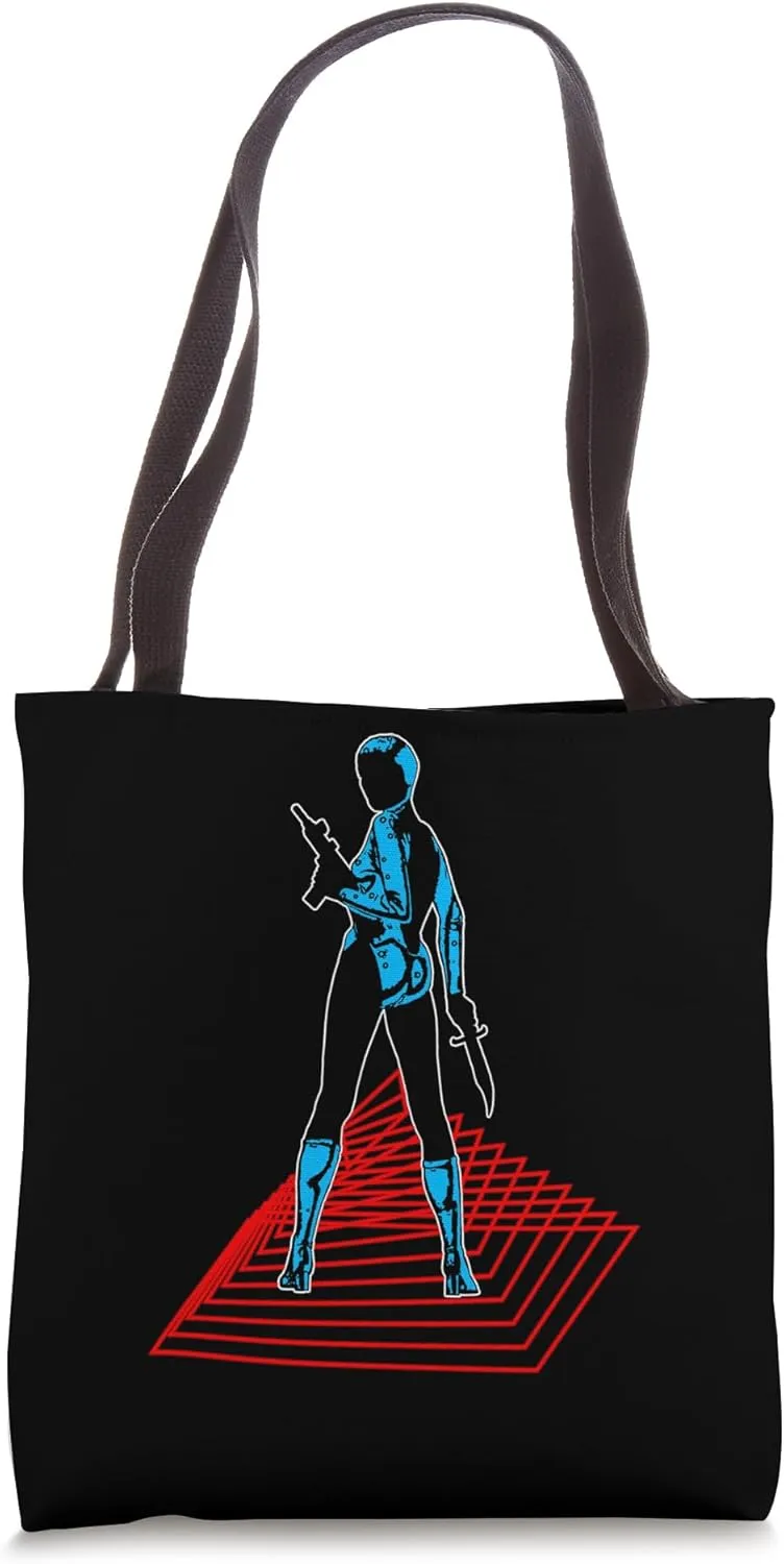 Retro Cleo Pose Futuristic Femme Fatale 80s Sci-Fi Queen Tote Bag
