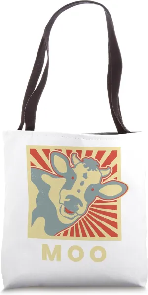 Retro Cow Moo Pop Art Funny Farm Animal Tote Bag