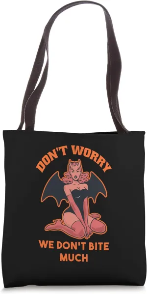 Retro Demon Pin-Up Devil Don't Bite Much Vintage Succubus Tote Bag