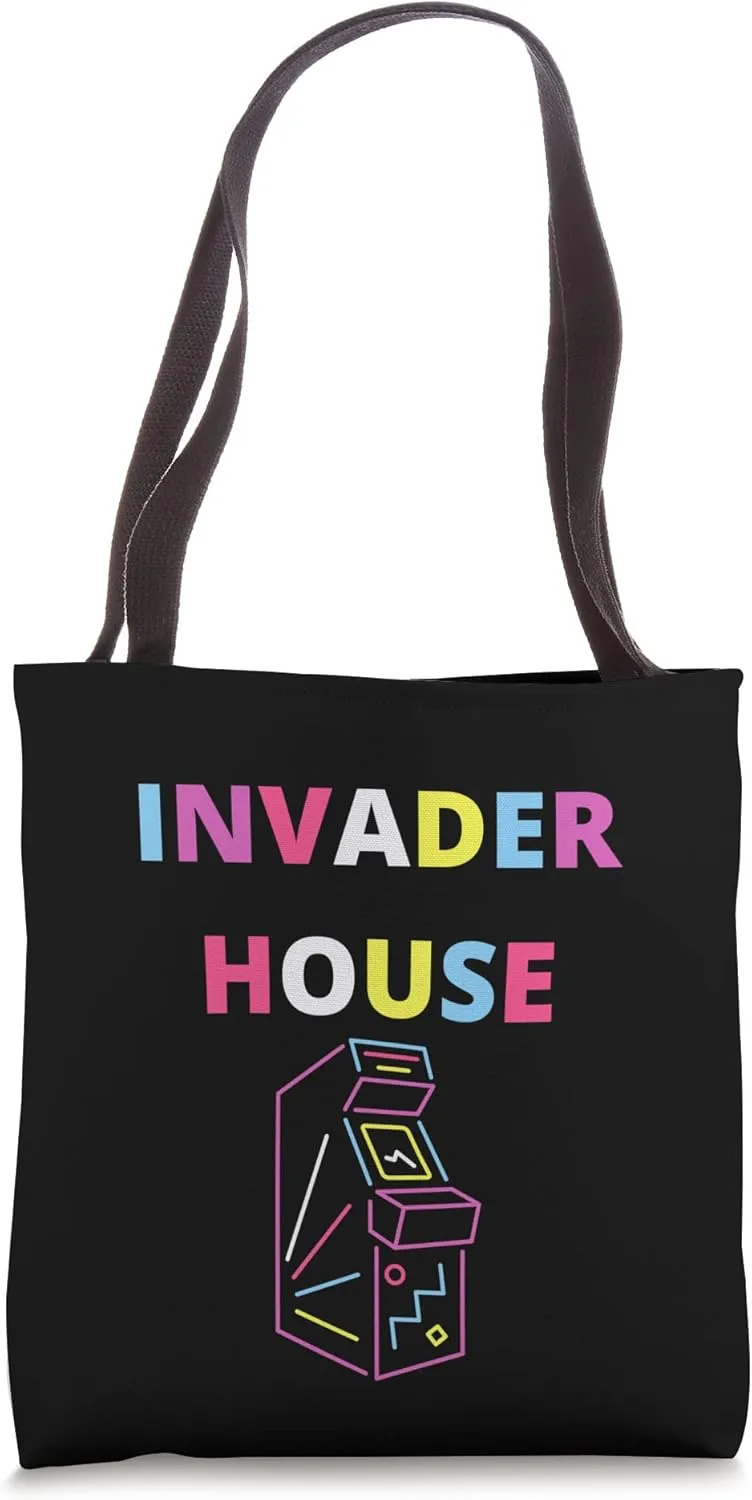 Retro Vintage Arcade Game Invader House Tote Bag