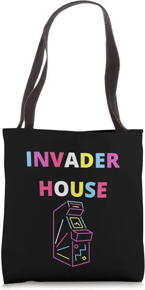 Retro Vintage Arcade Game Invader House Tote Bag