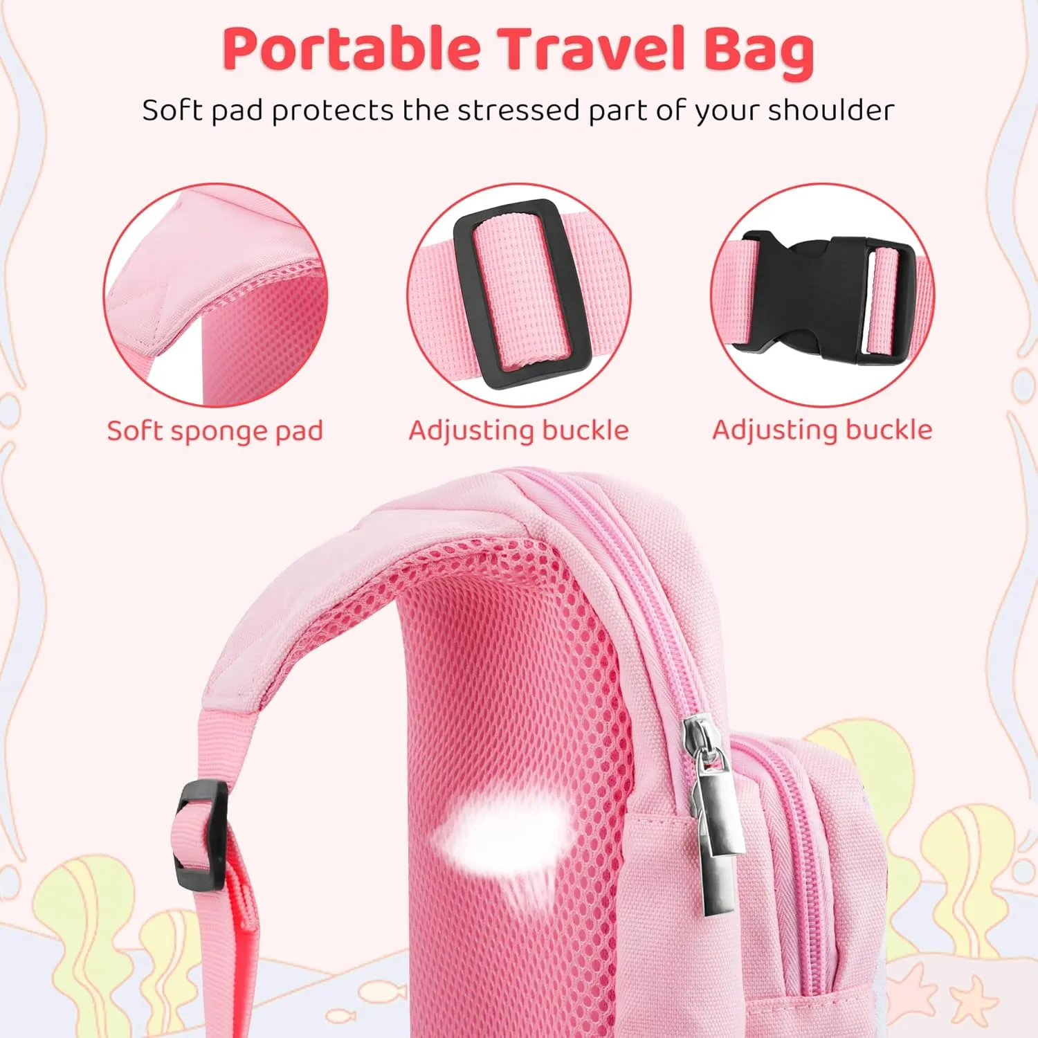 RHOTALL Pink Travel Bag for Nintendo Switch/Lite/OLED,Large Capacity Portable Carrying Case Compatible for Chest Shoulder Accessories Storage Backpack with12 Slots Game Case,Thumb Grip Caps-fish