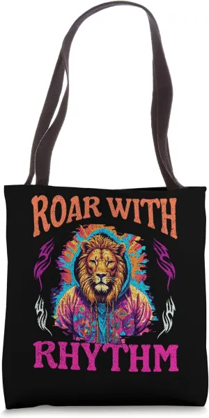 Roar With Rhythm Vibrant Lion Hip Hop Art Tote Bag