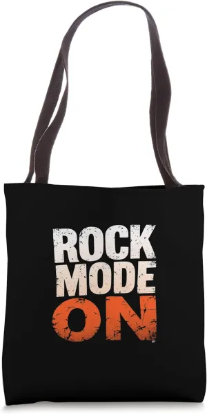 ROCK MODE ON Bold Typography Tote Bag