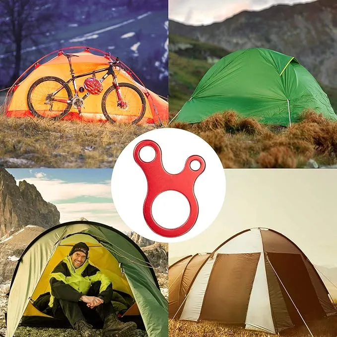 SATINIOR 20 Pieces Aluminum Alloy Guyline Cord Adjuster Tent Tensioners Rope Adjuster Tent Rope Adjusters for Outdoor Camping Hiking, Red (Snail Style)