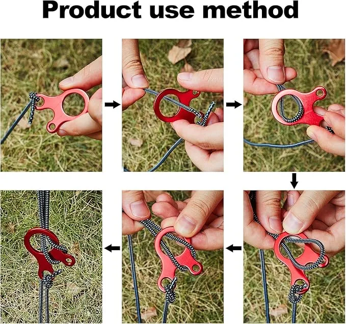 SATINIOR 20 Pieces Aluminum Alloy Guyline Cord Adjuster Tent Tensioners Rope Adjuster Tent Rope Adjusters for Outdoor Camping Hiking, Red (Snail Style)