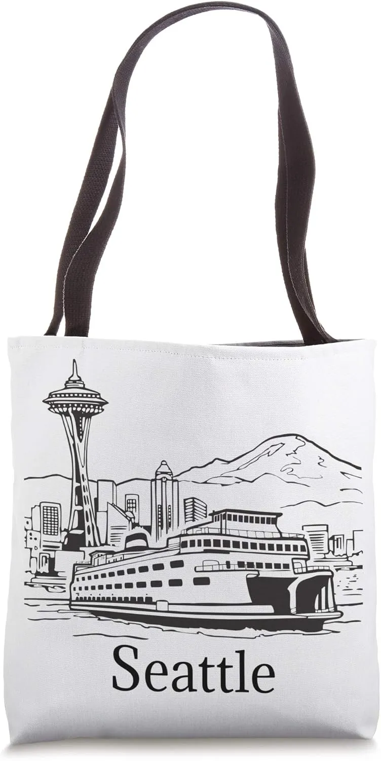 Seattle Skyline Island Ferry Tote Bag