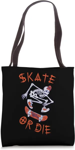 Skate or Die - Skeleton Skater Halloween Style Tote Bag