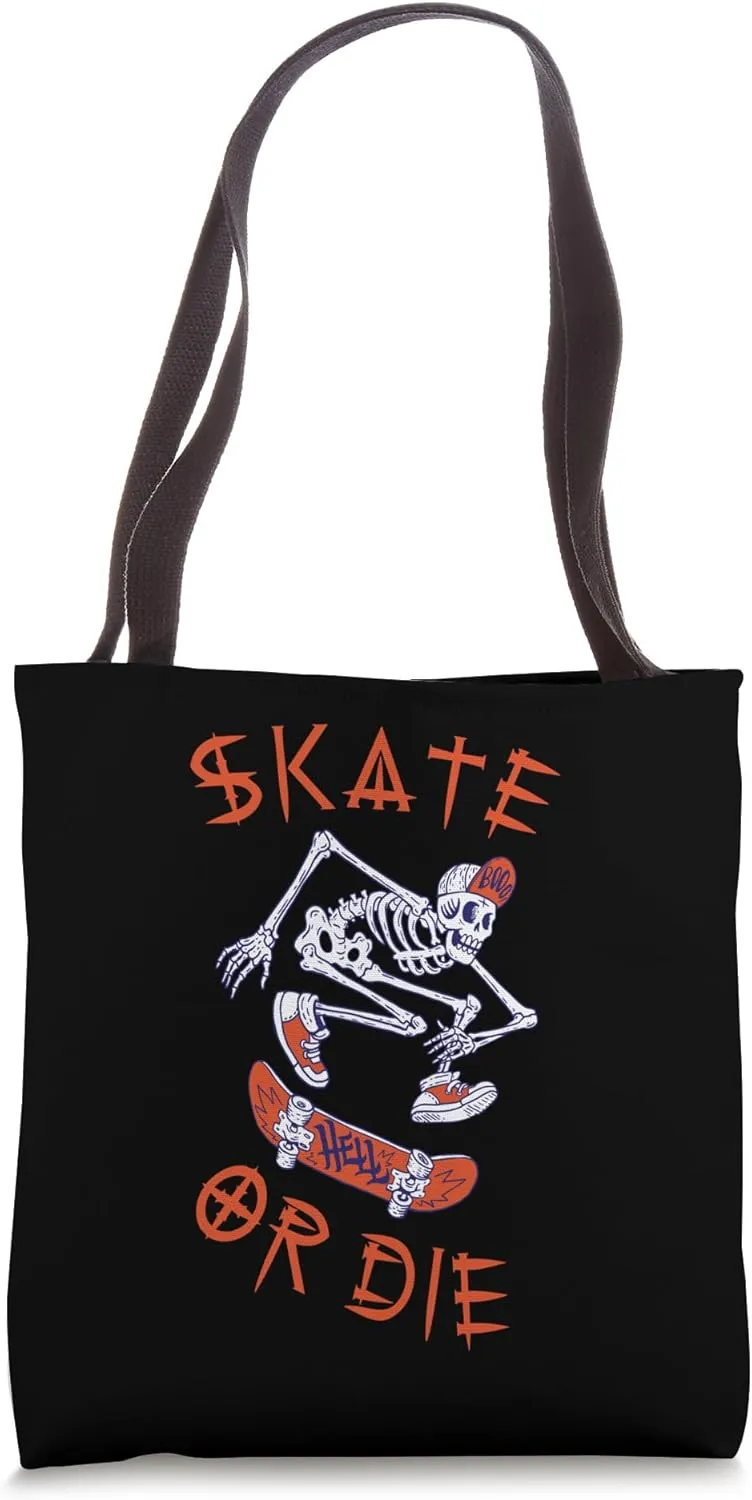 Skate or Die - Skeleton Skater Halloween Style Tote Bag