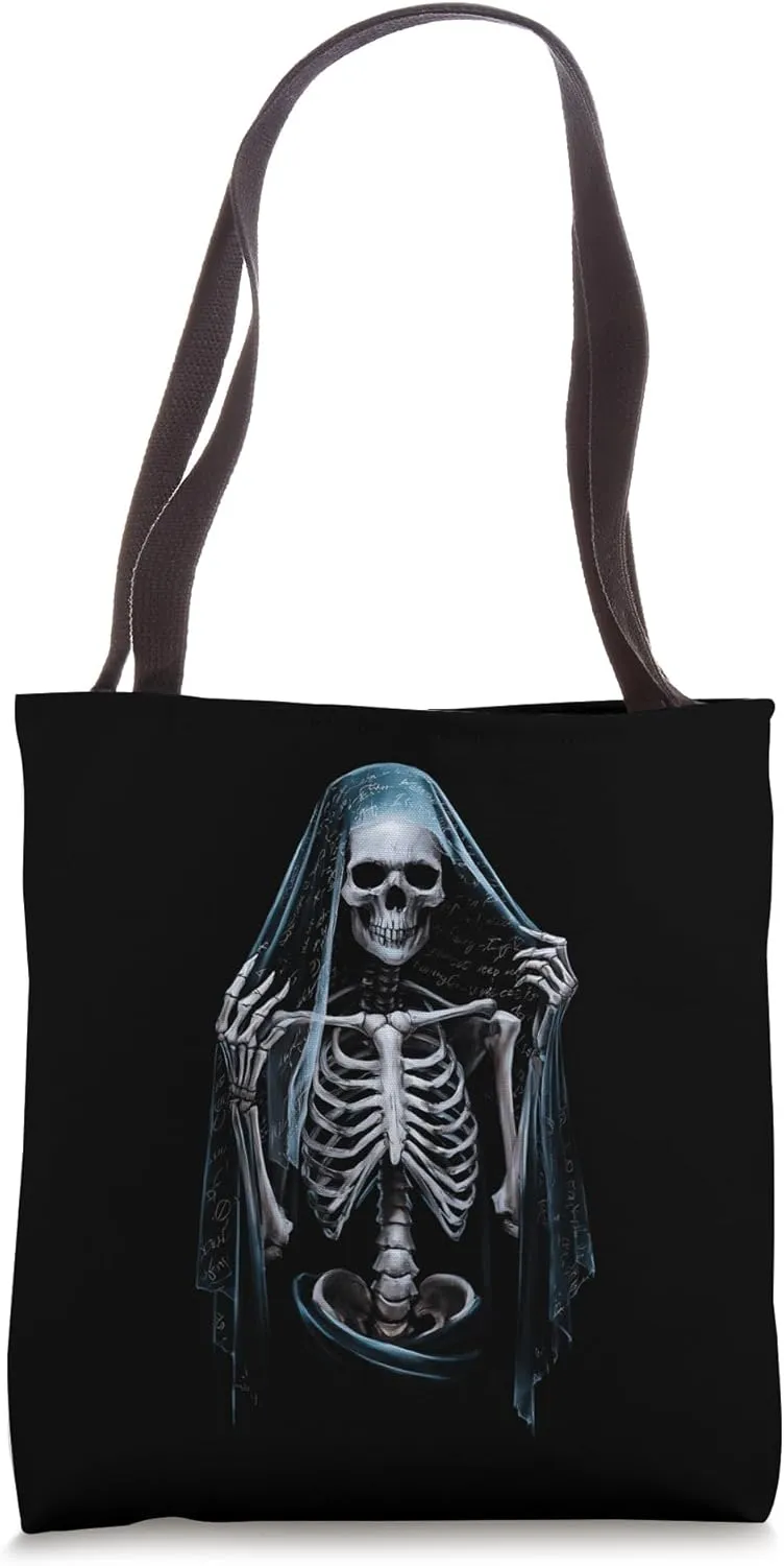 Skull Skeleton Ghostly Apparition Eerie Bony Figure Haunting Tote Bag