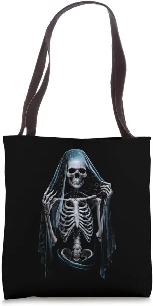 Skull Skeleton Ghostly Apparition Eerie Bony Figure Haunting Tote Bag