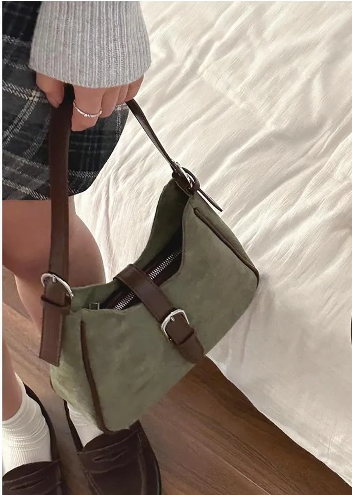 Slouchy Hobo Bags Women Retro Suede Underarm Shoulder Bag Crossbody Purse Crescent Satchels Top-Handle Tote Handbag 2024