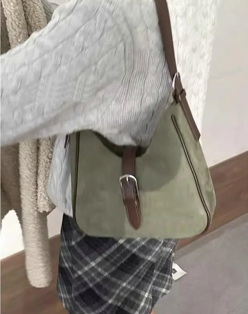 Slouchy Hobo Bags Women Retro Suede Underarm Shoulder Bag Crossbody Purse Crescent Satchels Top-Handle Tote Handbag 2024