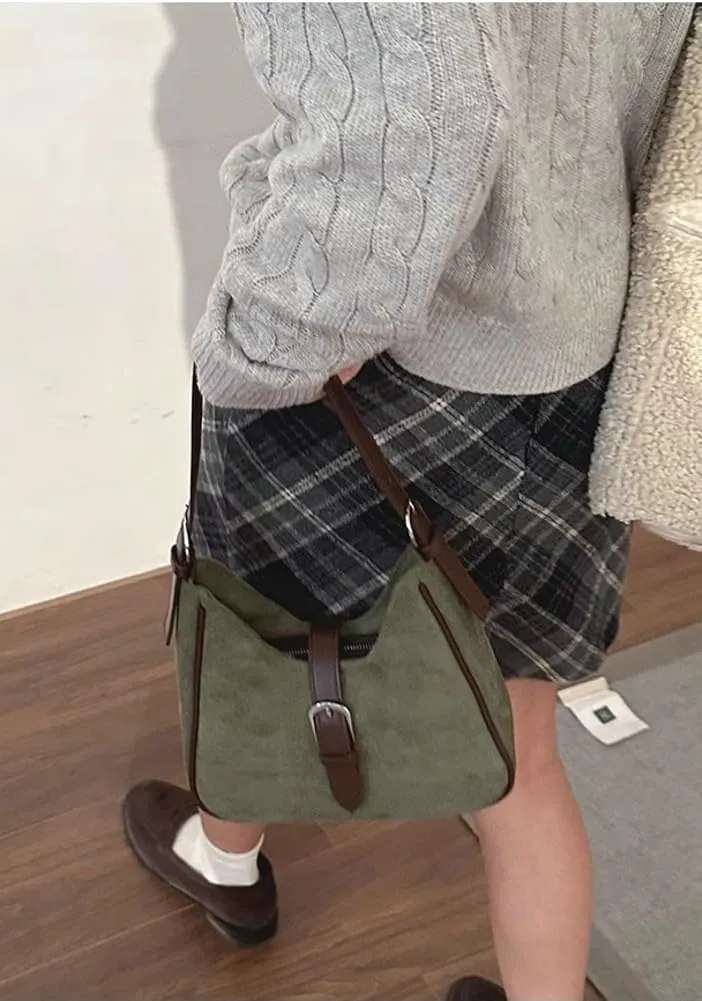 Slouchy Hobo Bags Women Retro Suede Underarm Shoulder Bag Crossbody Purse Crescent Satchels Top-Handle Tote Handbag 2024