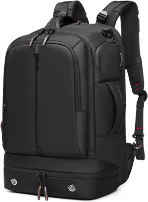 Somago Laptop Backpack Carry On Water Resistant Durable Daypack Backpack fits 16 inch Laptop Anti Theft Travel Rucksack Backpack with Shoe Compartment Luggage Strap for Men Women, 33L, Black