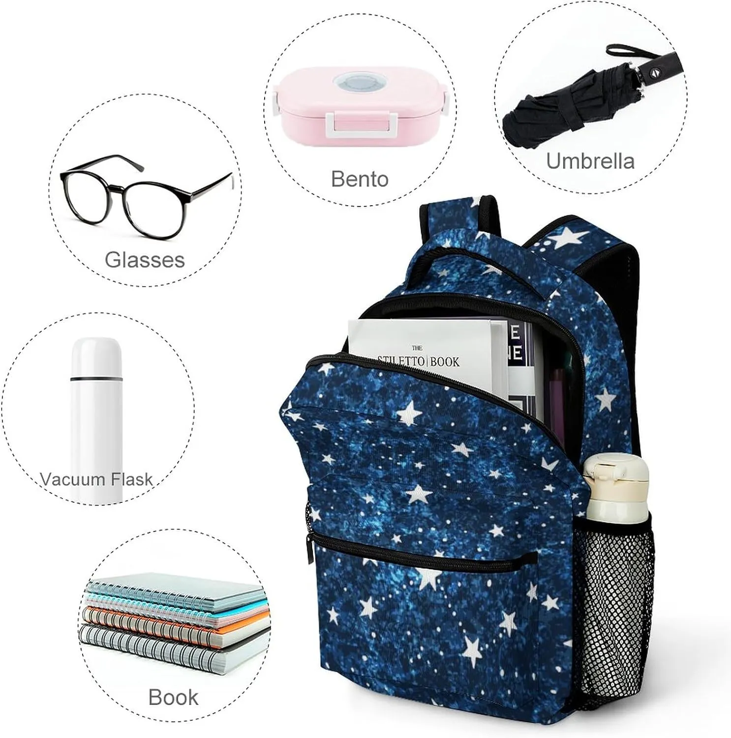 Space Constellations Star Backpack Astronomical Large computer Bags with Chest Strap,Lightweight Casual Daypack for Women Men Hiking Travel Work and Business 16 Inch