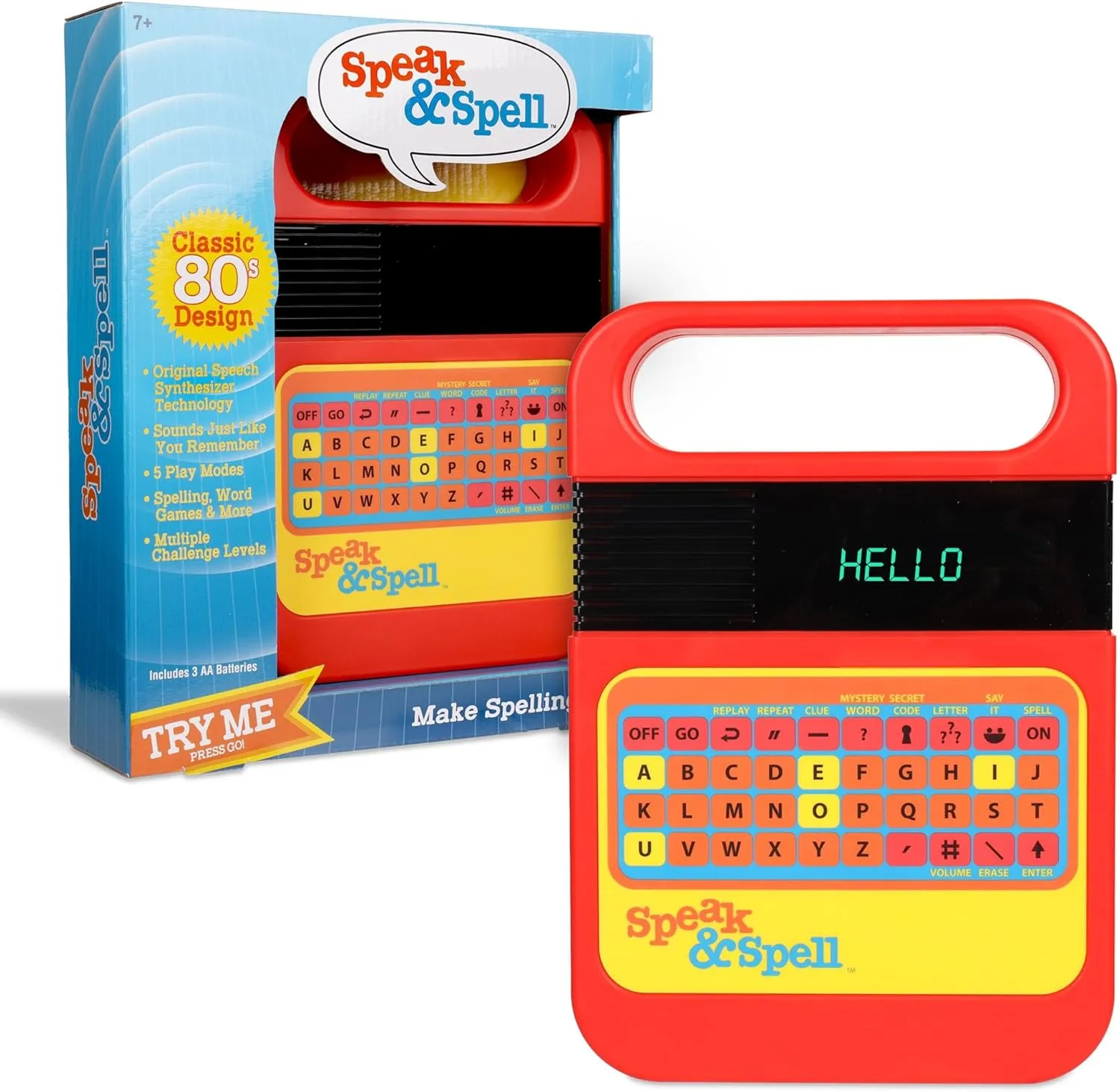 Speak & Spell Electronic Game - Educational Learning Toy, Spelling Games, 80s Retro Handheld Arcade, Autism Toys, Activity for Boys, Girls, Toddler, Ages 7 