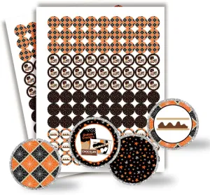 Spooky S’Mores Bonfire & Ghost Stories Themed Halloween Kiss Sticker Labels, 300 Party Circle Sticker Sized 0.75” for Chocolate Drop Kisses by AmandaCreation, Great for Favors, Envelopes & Bags