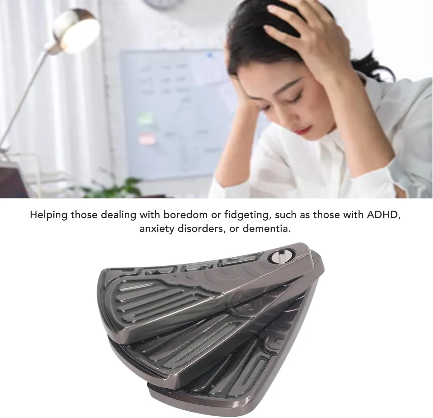 Stainless Steel Folding Fan Magnetic Fidget Slider Toy Adult Stress Relief with Black Storage Bag for Anxiety Disorders Dementia (Black)