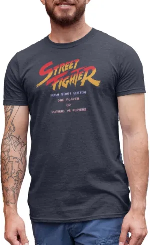 Street Fighter Video Martial Arts Arcade Game Start Screen Adult T-Shirt Tee
