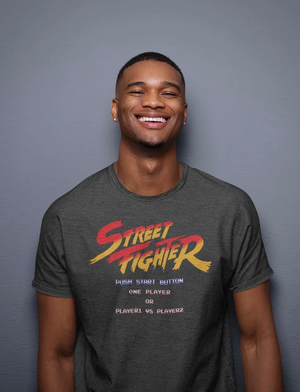 Street Fighter Video Martial Arts Arcade Game Start Screen Adult T-Shirt Tee