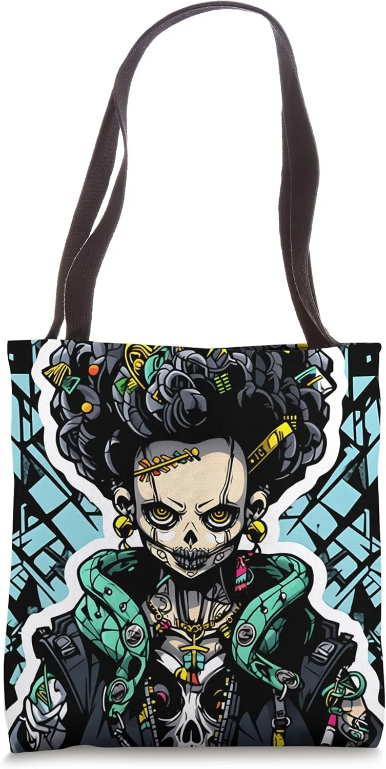 Streetwear in Fashion: The Enigmatic Skull Graphic Design Tote Bag