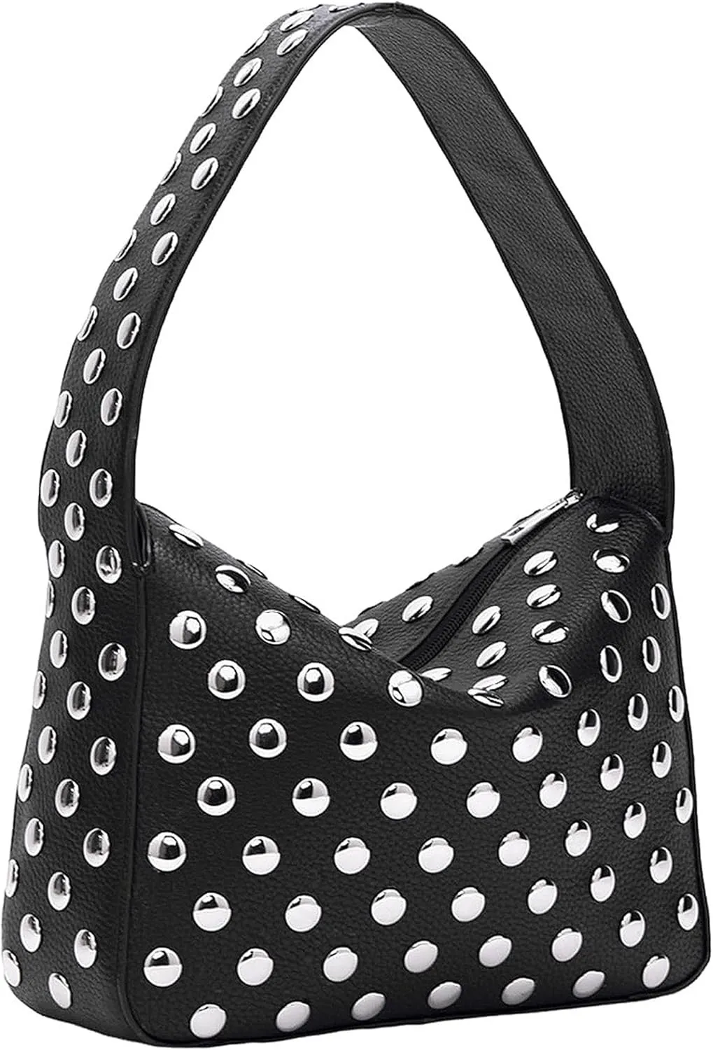 Studied Purses Y2K Black Shoulder Bag – 90s Punk Vegan Leather Handbag for Women, Designer Streetwear Purse