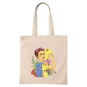 Stylish Women Gift Featuring Lady in Bold and Beautiful Pose with Flowers Perfect for Her Natural White Multicolor Canvas Tote Bag