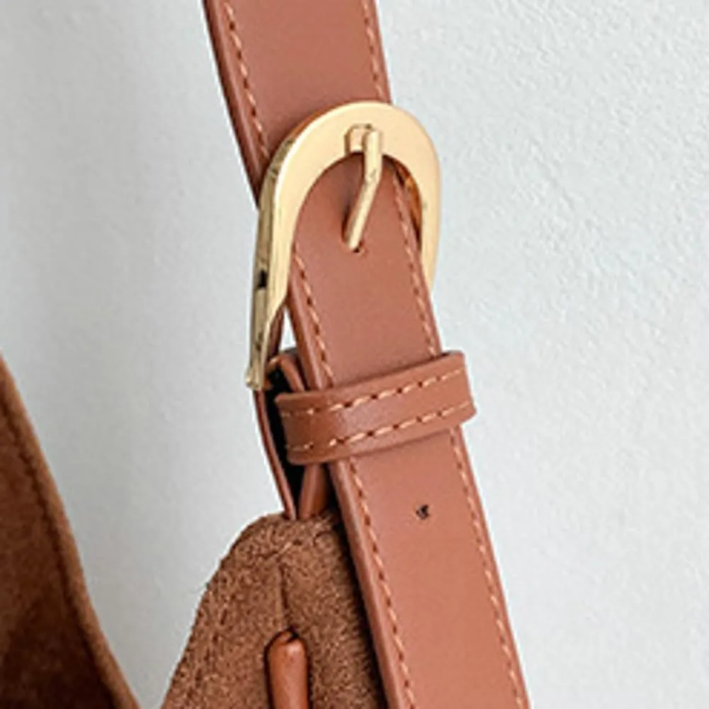 Suede Shoulder Bags For Women Retro Fall Clutch Saddle Bag Small Tote Bag Y2K Satchels Work Purses Slouchy Crescent Handbag