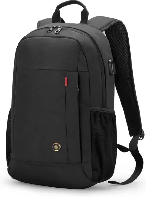 Swissdigital Design Travel Laptop Backpack, College Slim Laptops Backpack with USB Charging Port for Men and Women Fits 16 Inch Notebook, Black | ARBON