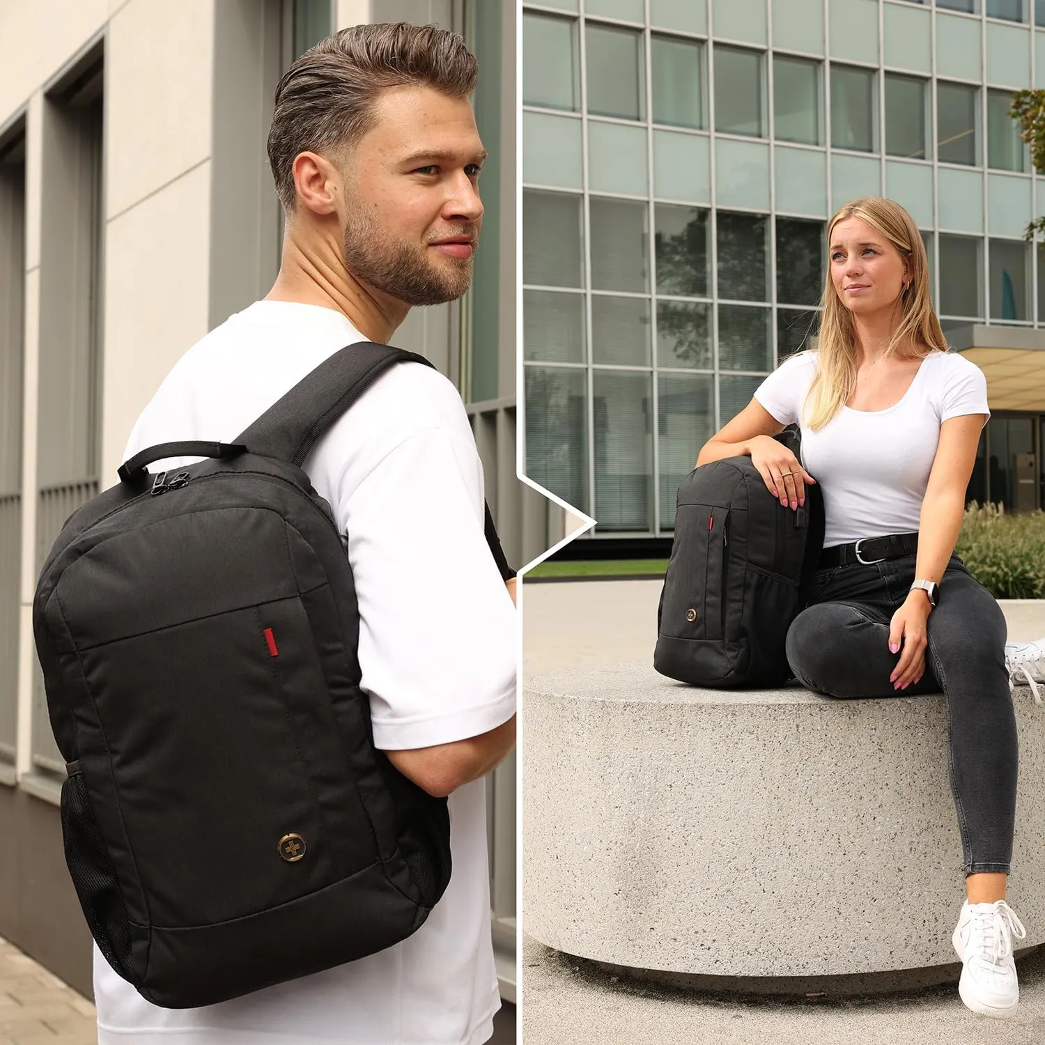 Swissdigital Design Travel Laptop Backpack, College Slim Laptops Backpack with USB Charging Port for Men and Women Fits 16 Inch Notebook, Black | ARBON